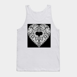 Black and White Blossoming Heart Tank Top